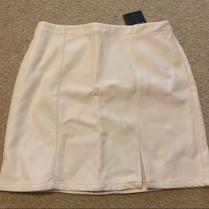 white faux leather skirt
